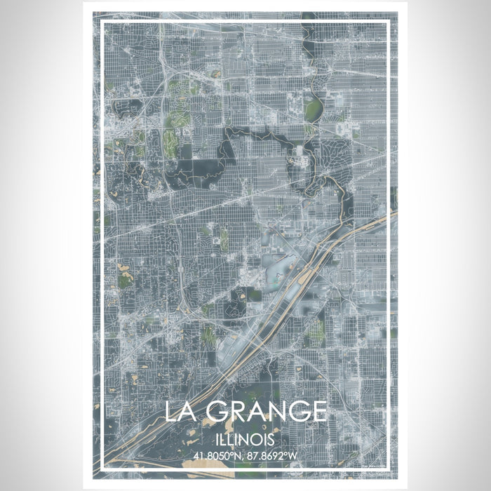 La Grange Illinois Map Print Portrait Orientation in Afternoon Style With Shaded Background