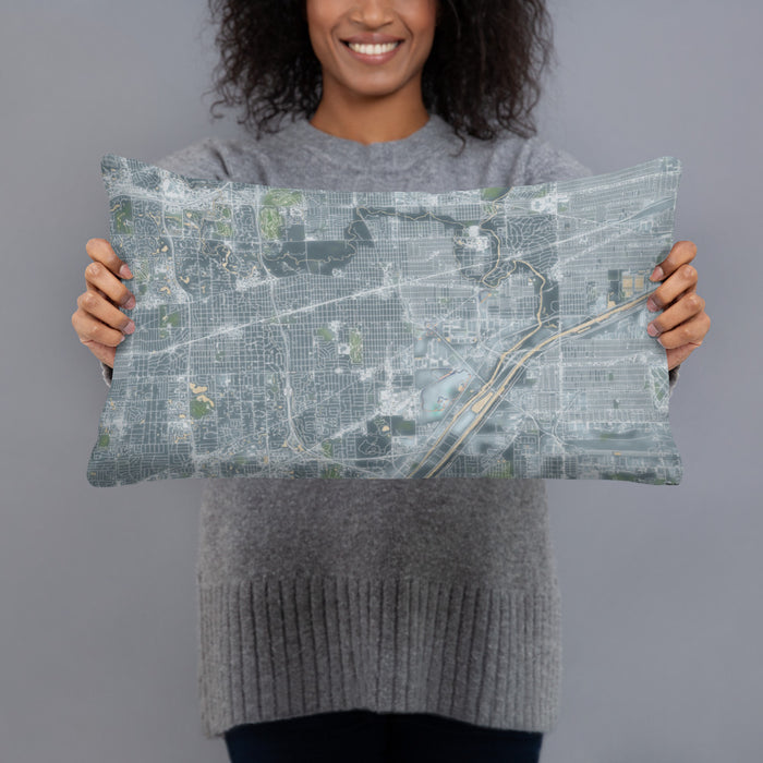 Person holding 20x12 Custom La Grange Illinois Map Throw Pillow in Afternoon