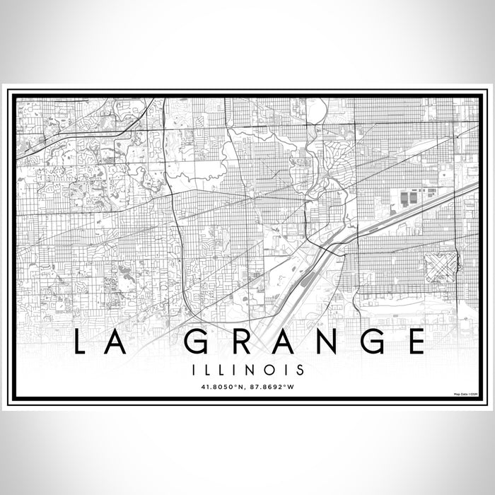 La Grange Illinois Map Print Landscape Orientation in Classic Style With Shaded Background
