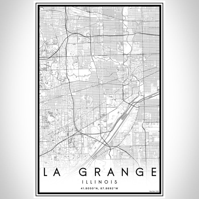 La Grange Illinois Map Print Portrait Orientation in Classic Style With Shaded Background