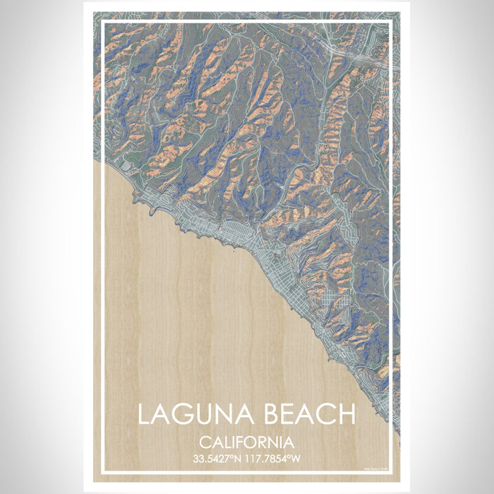 Laguna Beach California Map Print Portrait Orientation in Afternoon Style With Shaded Background