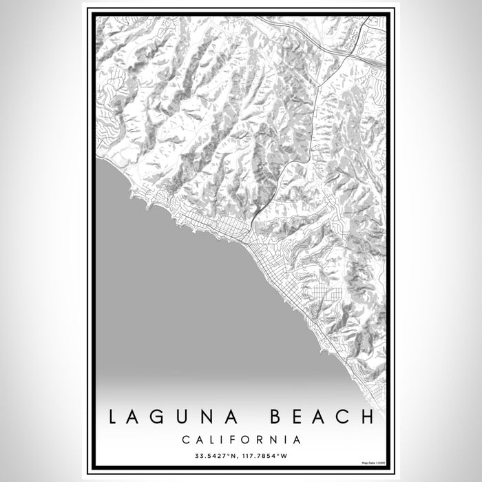 Laguna Beach California Map Print Portrait Orientation in Classic Style With Shaded Background