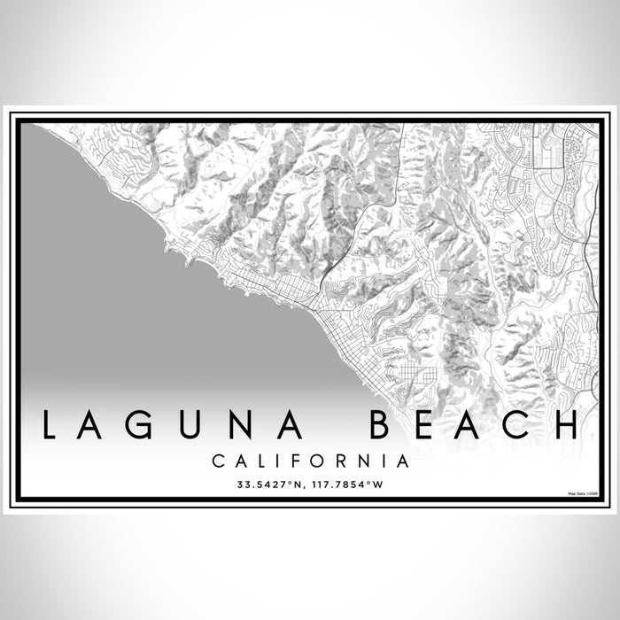 Laguna Beach California Map Print Landscape Orientation in Classic Style With Shaded Background