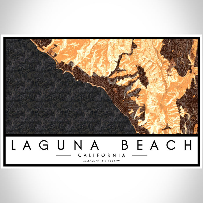 Laguna Beach California Map Print Landscape Orientation in Ember Style With Shaded Background