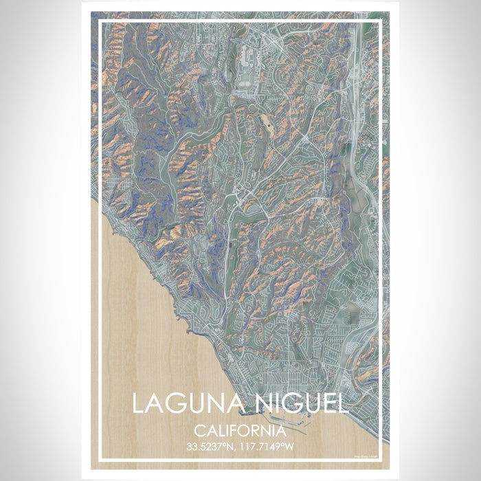 Laguna Niguel California Map Print Portrait Orientation in Afternoon Style With Shaded Background