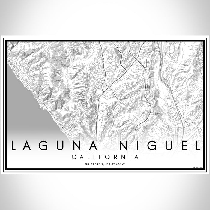 Laguna Niguel California Map Print Landscape Orientation in Classic Style With Shaded Background