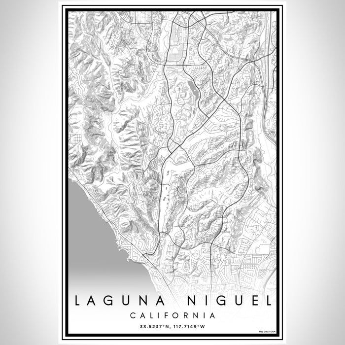 Laguna Niguel California Map Print Portrait Orientation in Classic Style With Shaded Background