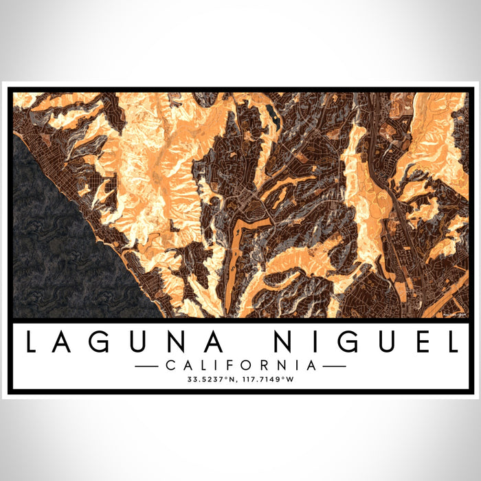 Laguna Niguel California Map Print Landscape Orientation in Ember Style With Shaded Background