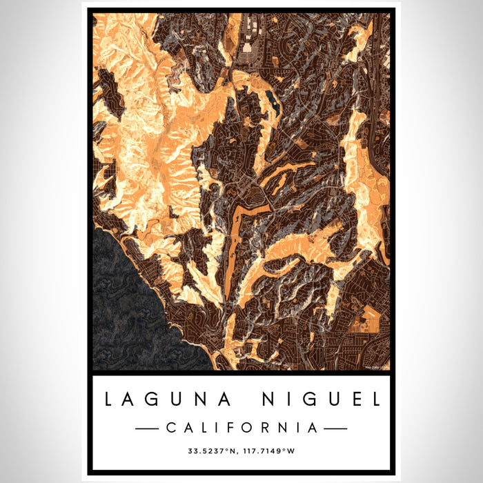 Laguna Niguel California Map Print Portrait Orientation in Ember Style With Shaded Background
