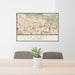 24x36 La Habra California Map Print Lanscape Orientation in Woodblock Style Behind 2 Chairs Table and Potted Plant