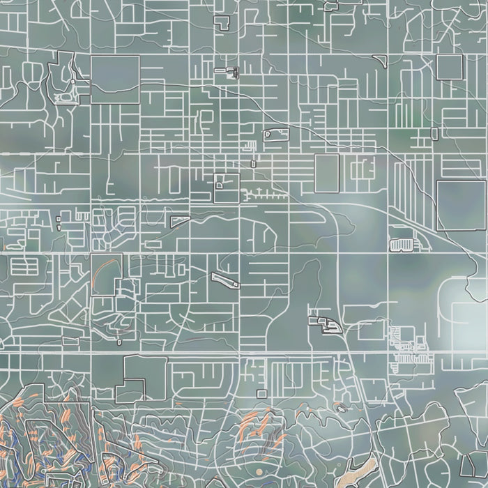 La Habra California Map Print in Afternoon Style Zoomed In Close Up Showing Details