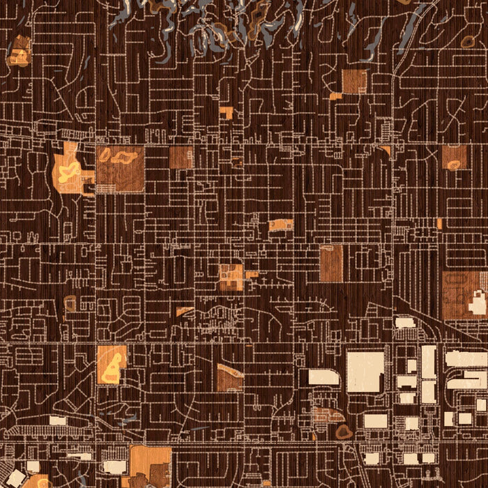La Habra California Map Print in Ember Style Zoomed In Close Up Showing Details