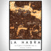 La Habra California Map Print Portrait Orientation in Ember Style With Shaded Background
