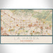 La Habra California Map Print Landscape Orientation in Woodblock Style With Shaded Background