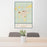24x36 La Junta Colorado Map Print Portrait Orientation in Woodblock Style Behind 2 Chairs Table and Potted Plant