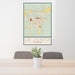 24x36 La Junta Colorado Map Print Portrait Orientation in Woodblock Style Behind 2 Chairs Table and Potted Plant