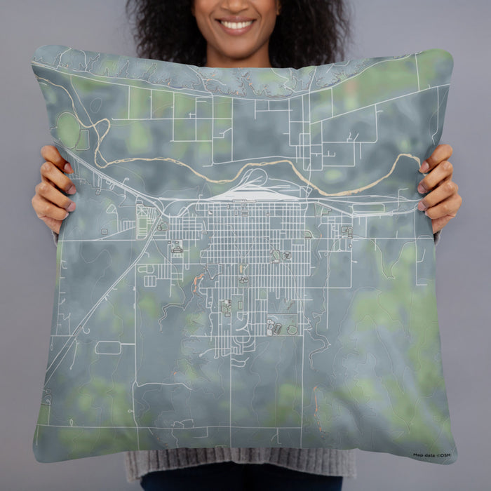 Person holding 22x22 Custom La Junta Colorado Map Throw Pillow in Afternoon