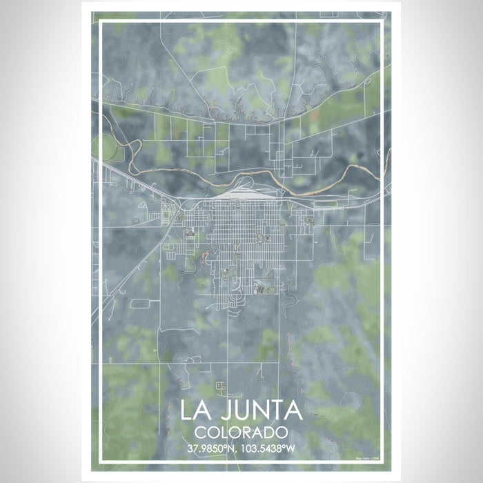 La Junta Colorado Map Print Portrait Orientation in Afternoon Style With Shaded Background