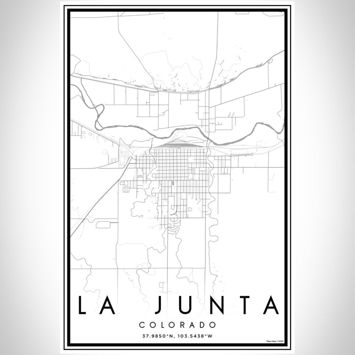 La Junta Colorado Map Print Portrait Orientation in Classic Style With Shaded Background