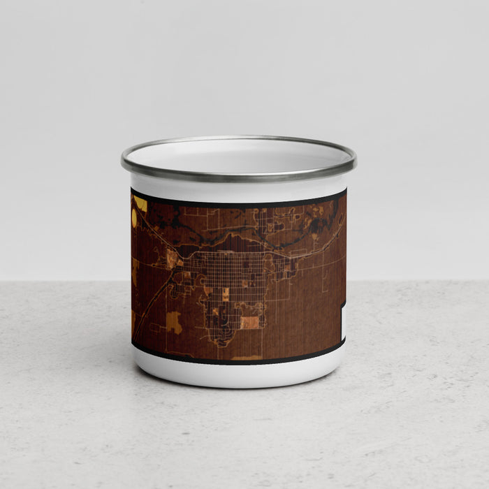 Front View Custom La Junta Colorado Map Enamel Mug in Ember