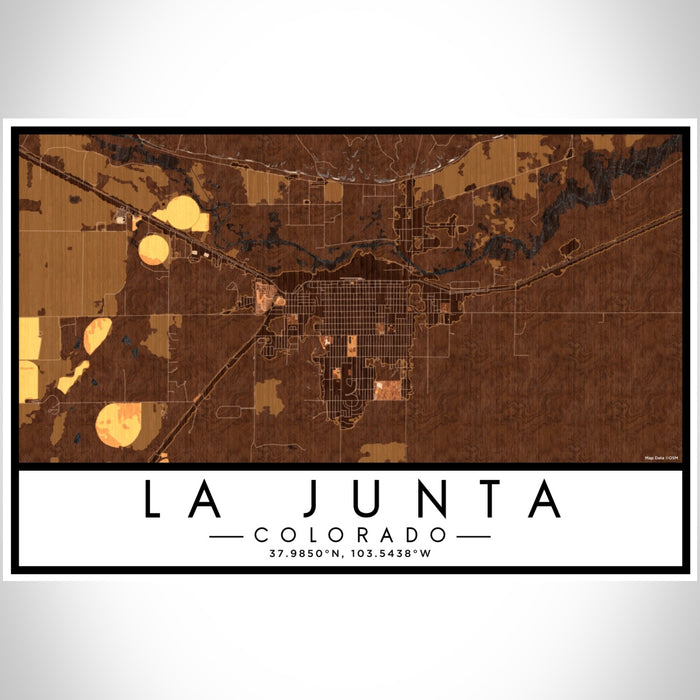 La Junta Colorado Map Print Landscape Orientation in Ember Style With Shaded Background