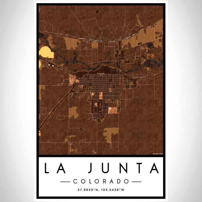 La Junta Colorado Map Print Portrait Orientation in Ember Style With Shaded Background