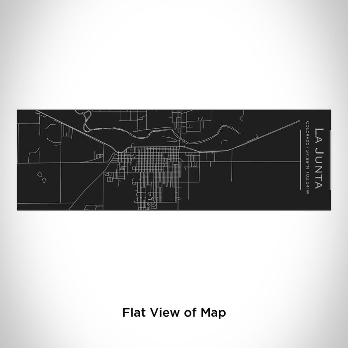 Rendered View of La Junta Colorado Map Engraving on 10oz Stainless Steel Insulated Cup with Sliding Lid in Black
