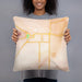 Person holding 18x18 Custom La Junta Colorado Map Throw Pillow in Watercolor