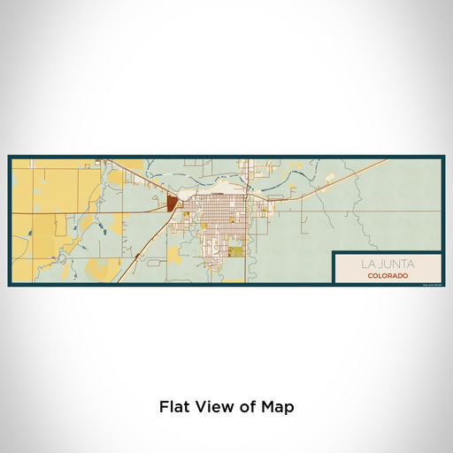 Flat View of Map Custom La Junta Colorado Map Enamel Mug in Woodblock