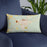 Custom La Junta Colorado Map Throw Pillow in Woodblock on Blue Colored Chair