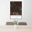 24x36 Lake Almanor California Map Print Portrait Orientation in Ember Style Behind 2 Chairs Table and Potted Plant