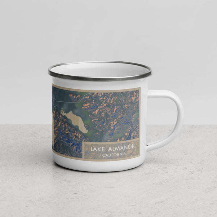 Right View Custom Lake Almanor California Map Enamel Mug in Afternoon