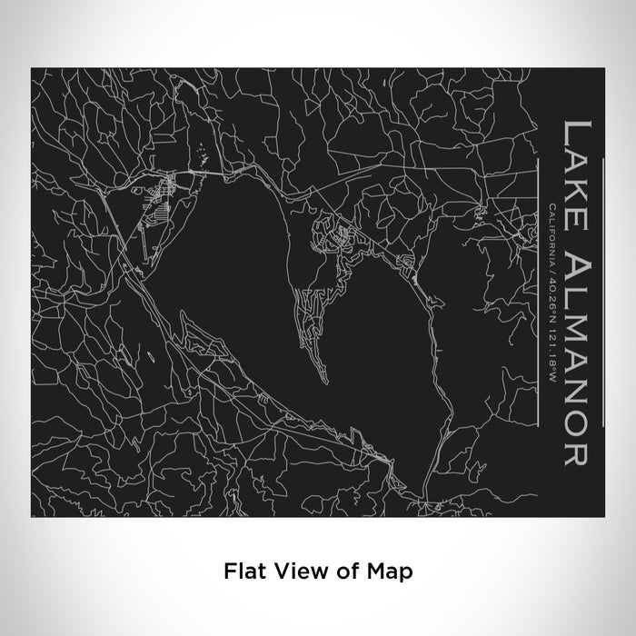 Rendered View of Lake Almanor California Map Engraving on 20oz Stainless Steel Insulated Bottle with Bamboo Top in Black