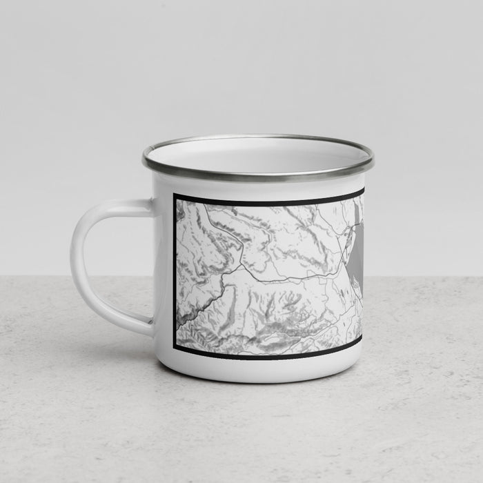Left View Custom Lake Almanor California Map Enamel Mug in Classic