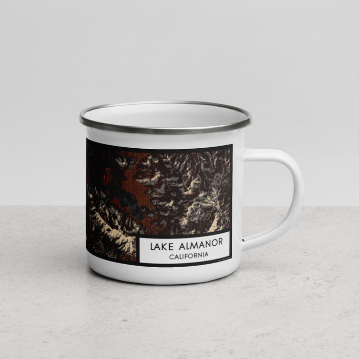 Right View Custom Lake Almanor California Map Enamel Mug in Ember