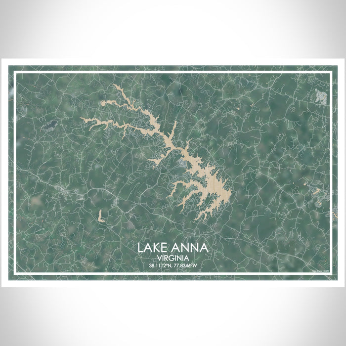 Lake Anna Virginia Map Print Landscape Orientation in Afternoon Style With Shaded Background