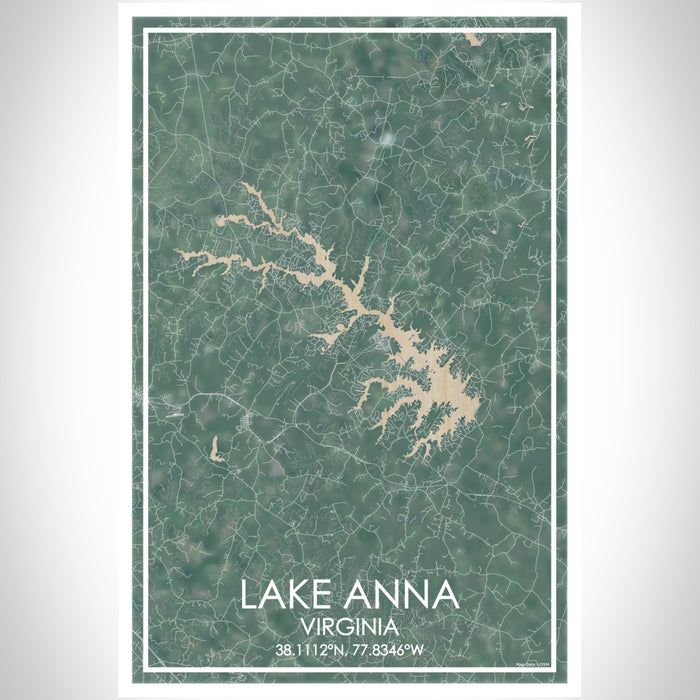Lake Anna Virginia Map Print Portrait Orientation in Afternoon Style With Shaded Background