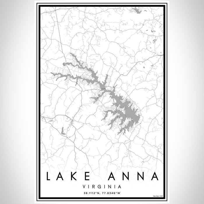 Lake Anna Virginia Map Print Portrait Orientation in Classic Style With Shaded Background