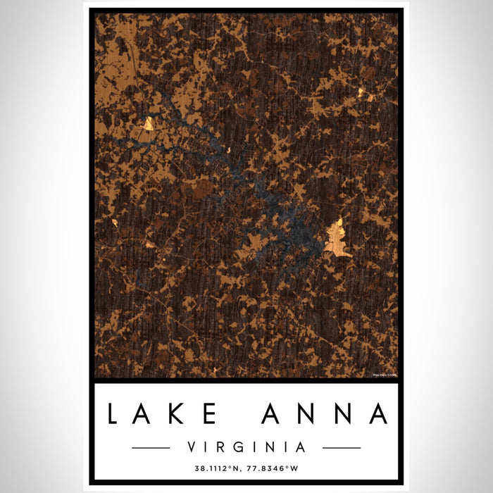 Lake Anna Virginia Map Print Portrait Orientation in Ember Style With Shaded Background