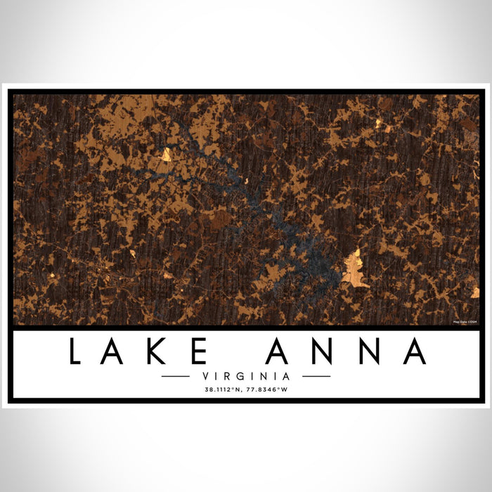 Lake Anna Virginia Map Print Landscape Orientation in Ember Style With Shaded Background