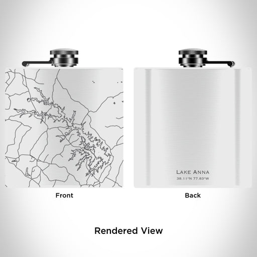 Rendered View of Lake Anna Virginia Map Engraving on 6oz Stainless Steel Flask in White