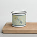 Front View Custom Lake Anna Virginia Map Enamel Mug in Woodblock on Cutting Board