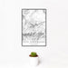 12x18 Lake Arrowhead California Map Print Portrait Orientation in Classic Style With Small Cactus Plant in White Planter