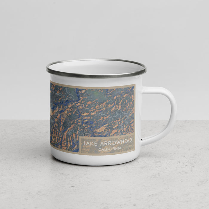 Right View Custom Lake Arrowhead California Map Enamel Mug in Afternoon