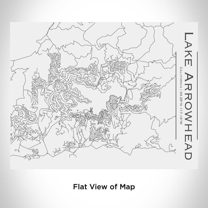 Rendered View of Lake Arrowhead California Map Engraving on 20oz Stainless Steel Insulated Bottle with Bamboo Top in White