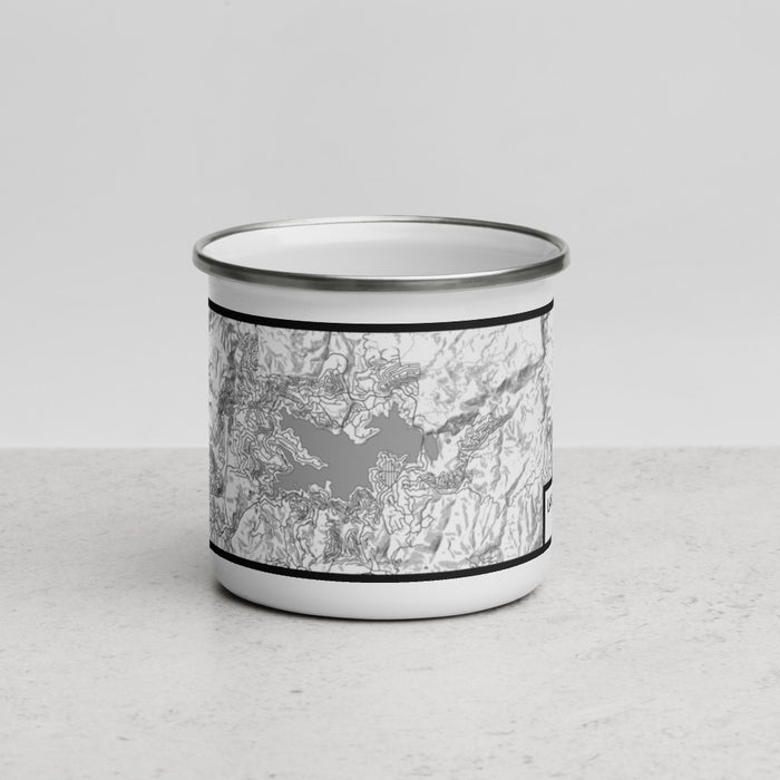 Front View Custom Lake Arrowhead California Map Enamel Mug in Classic