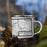 Right View Custom Lake Arrowhead California Map Enamel Mug in Classic on Grass With Trees in Background