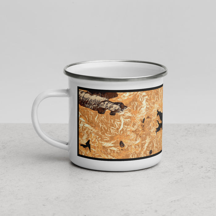 Left View Custom Lake Arrowhead California Map Enamel Mug in Ember