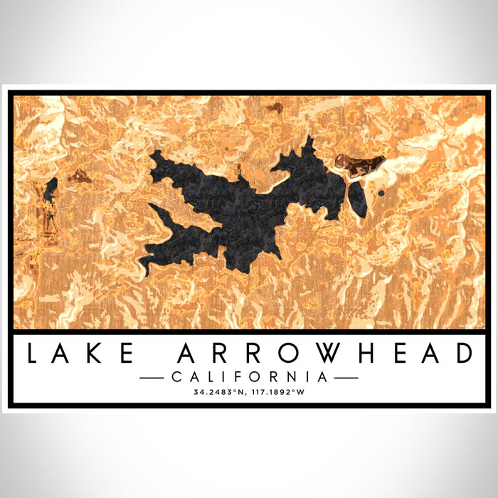 Lake Arrowhead California Map Print Landscape Orientation in Ember Style With Shaded Background