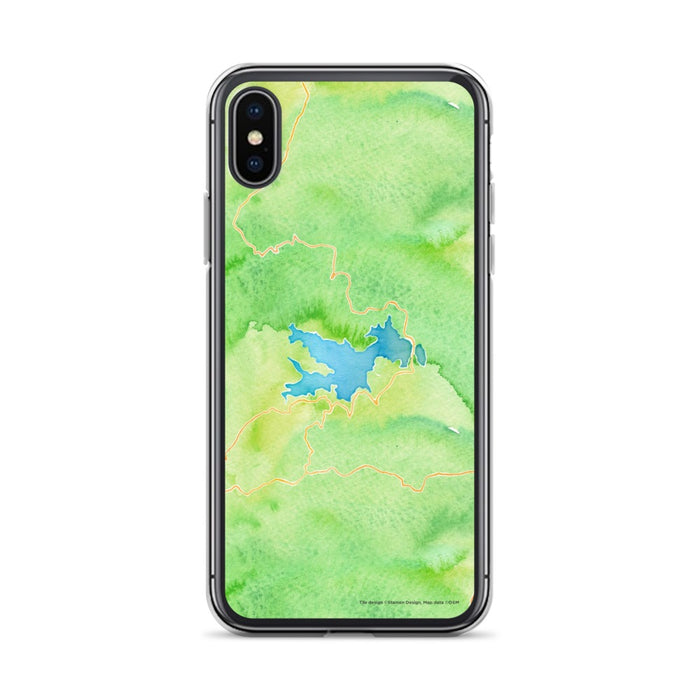 Custom iPhone X/XS Lake Arrowhead California Map Phone Case in Watercolor
